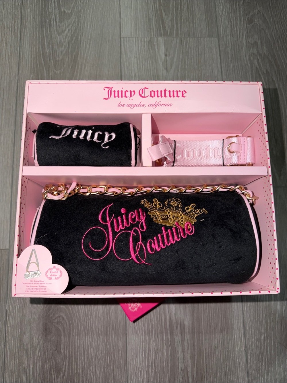 Juicy Couture Black Velvet Shoulder/Crossbody Bag